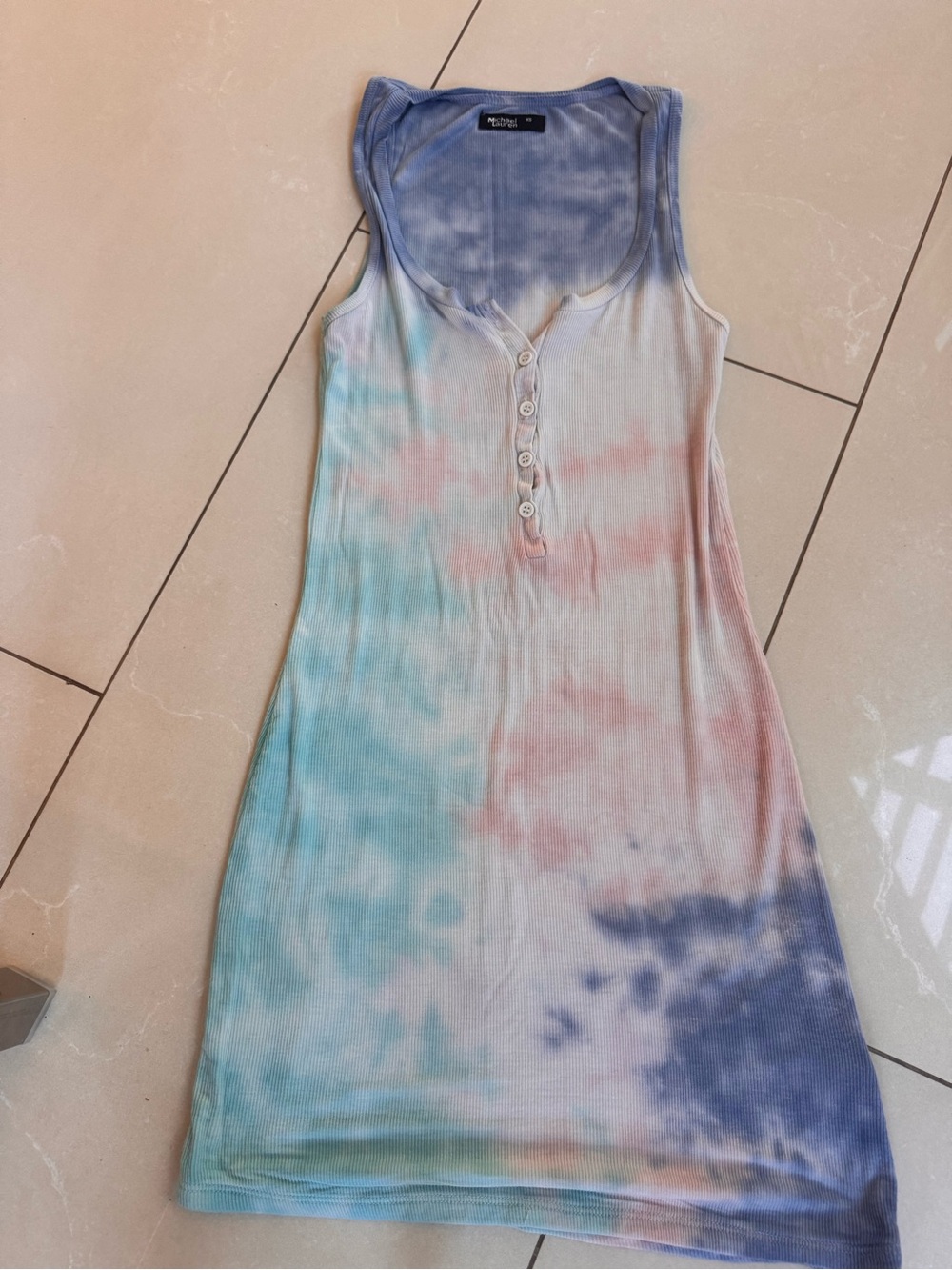 Michael Lauren Tie-Dye Tank Dress in Blue, Pink, Green